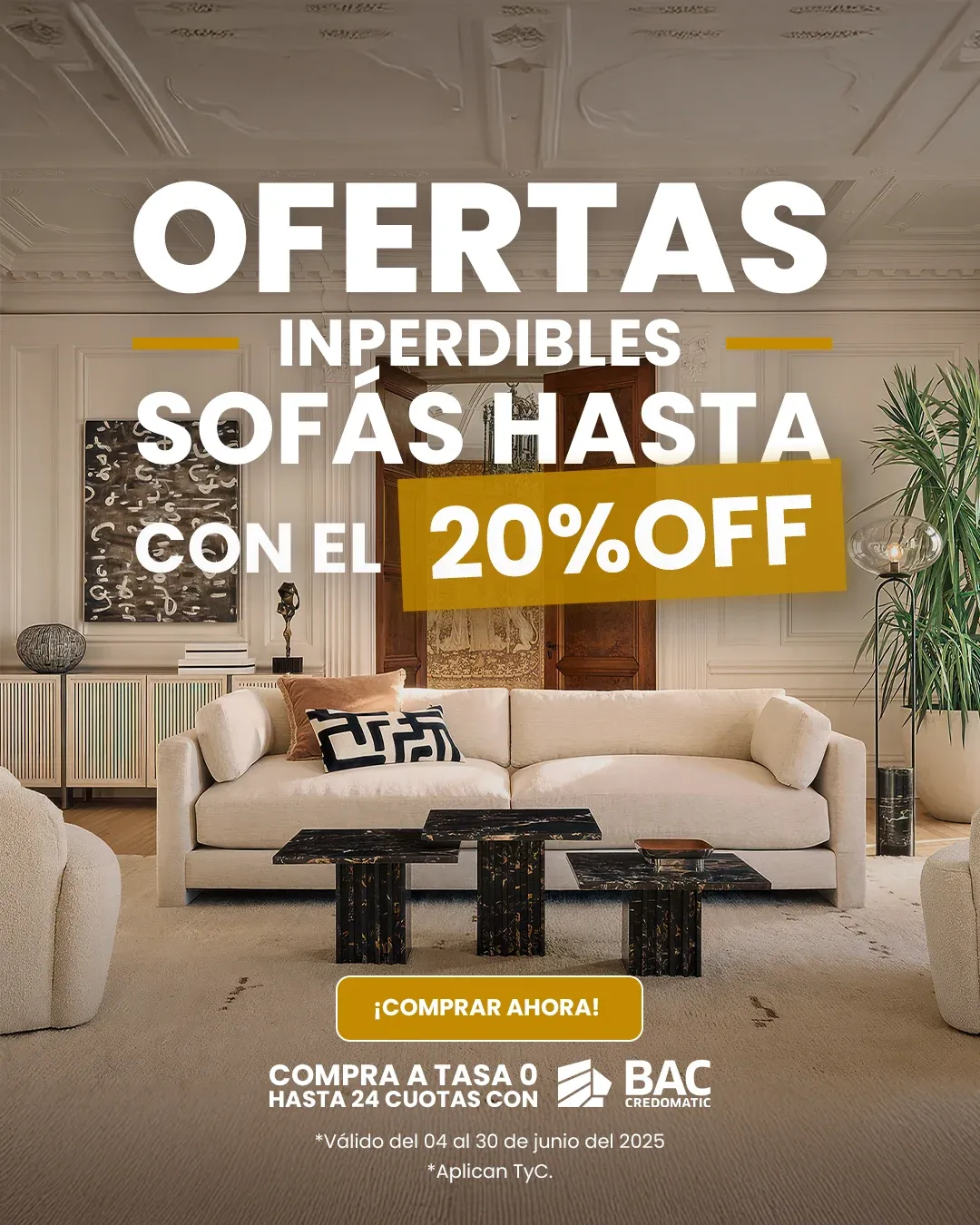 Banner 20% descuento sofas movil taylor decor design