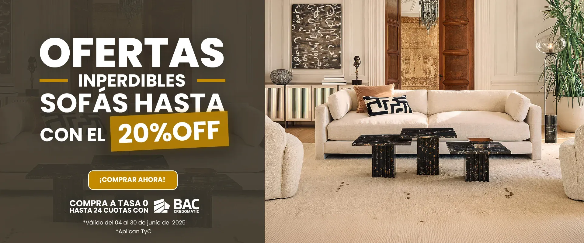 Banner 20% descuento sofas taylor decor design