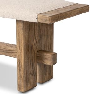 Banca Alejandro roble macizo asiento tapizado travesaño madera fabricación muebles personalizados Panamá Taylor Decor Design