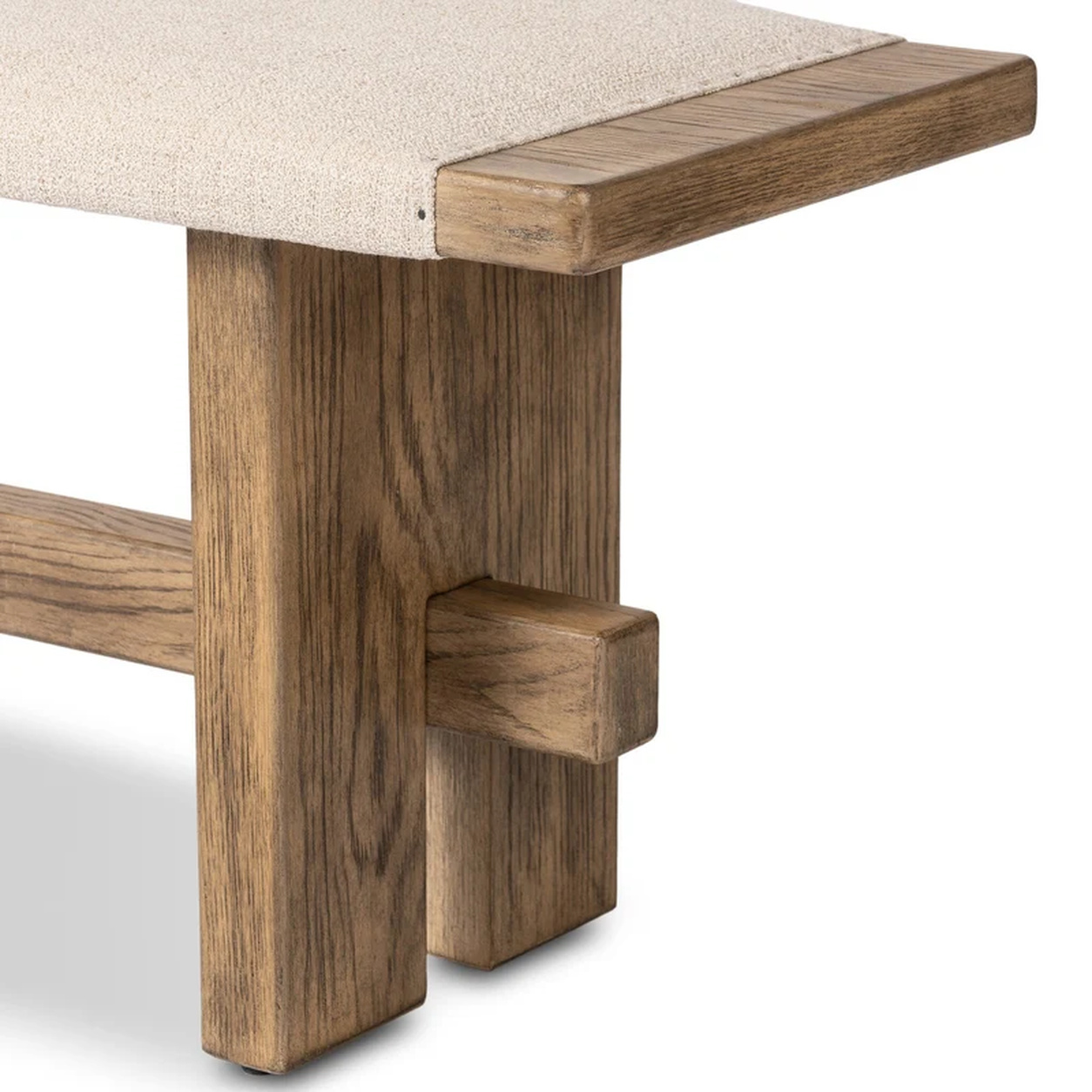 Banca Alejandro roble macizo asiento tapizado travesaño madera fabricación muebles personalizados Panamá Taylor Decor Design