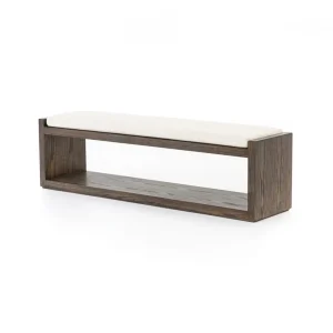 Banca Esteban roble macizo asiento tapizado diseño abierto fabricación muebles personalizados Panamá Taylor Decor Design
