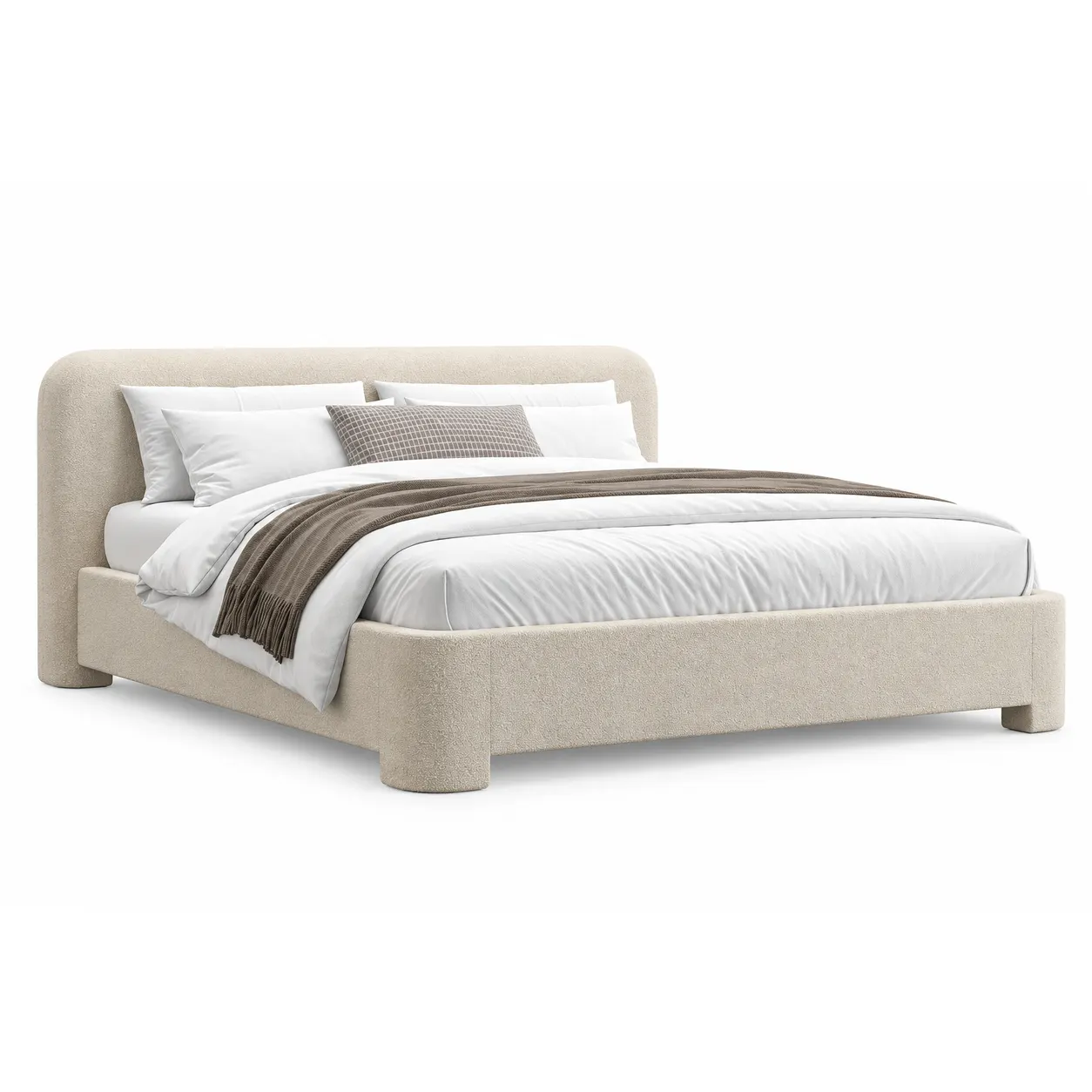 Cama Mirelle tapizada bouclé fabricación camas muebles personalizados Panamá Taylor Decor Design