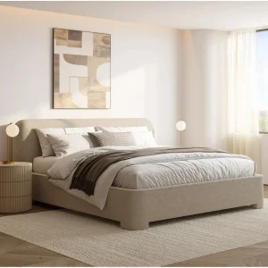 Cama Mirelle tapizada bouclé fabricación camas muebles personalizados Panamá Taylor Decor Design