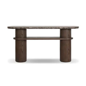 Consola Serelis madera roble piedra natural dos niveles fabricación muebles personalizados Panamá Taylor Decor Design
