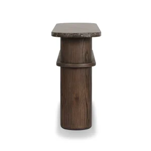 Consola Serelis madera roble piedra natural dos niveles fabricación muebles personalizados Panamá Taylor Decor Design