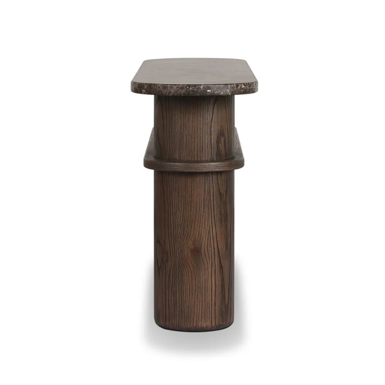 Consola Serelis madera roble piedra natural dos niveles fabricación muebles personalizados Panamá Taylor Decor Design