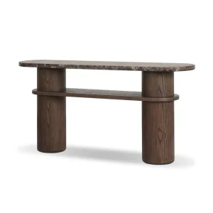Consola Serelis madera roble piedra natural dos niveles fabricación muebles personalizados Panamá Taylor Decor Design