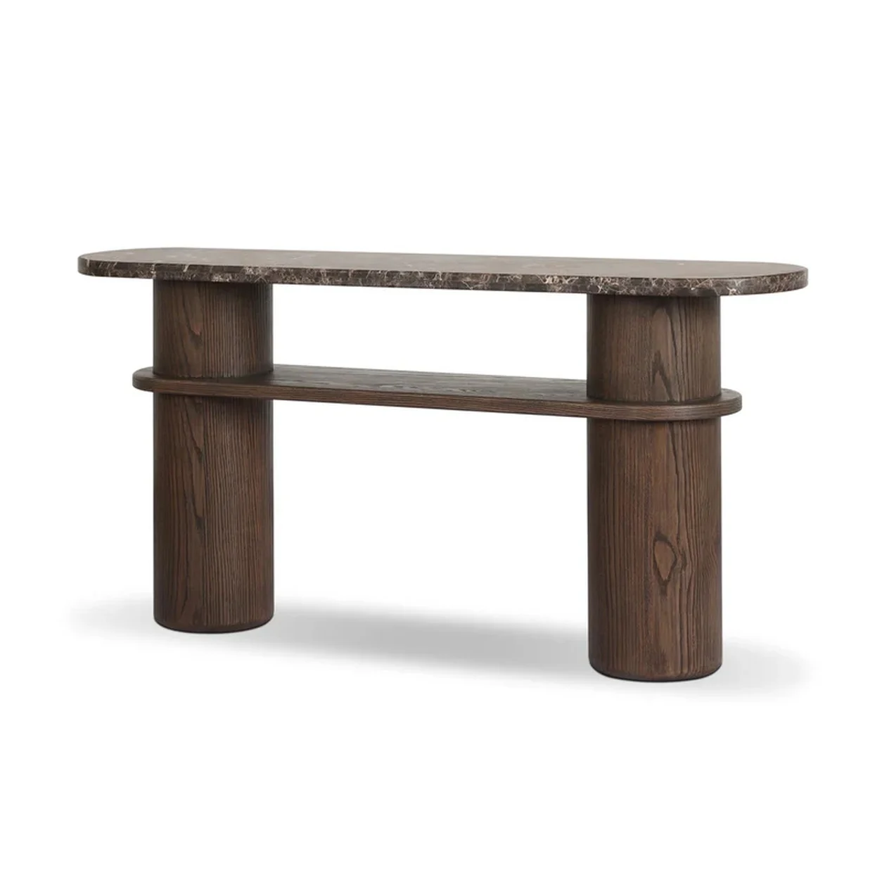 Consola Serelis madera roble piedra natural dos niveles fabricación muebles personalizados Panamá Taylor Decor Design