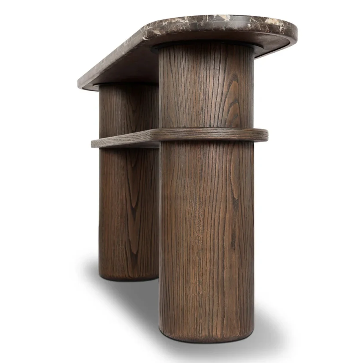 Consola Serelis madera roble piedra natural dos niveles fabricación muebles personalizados Panamá Taylor Decor Design