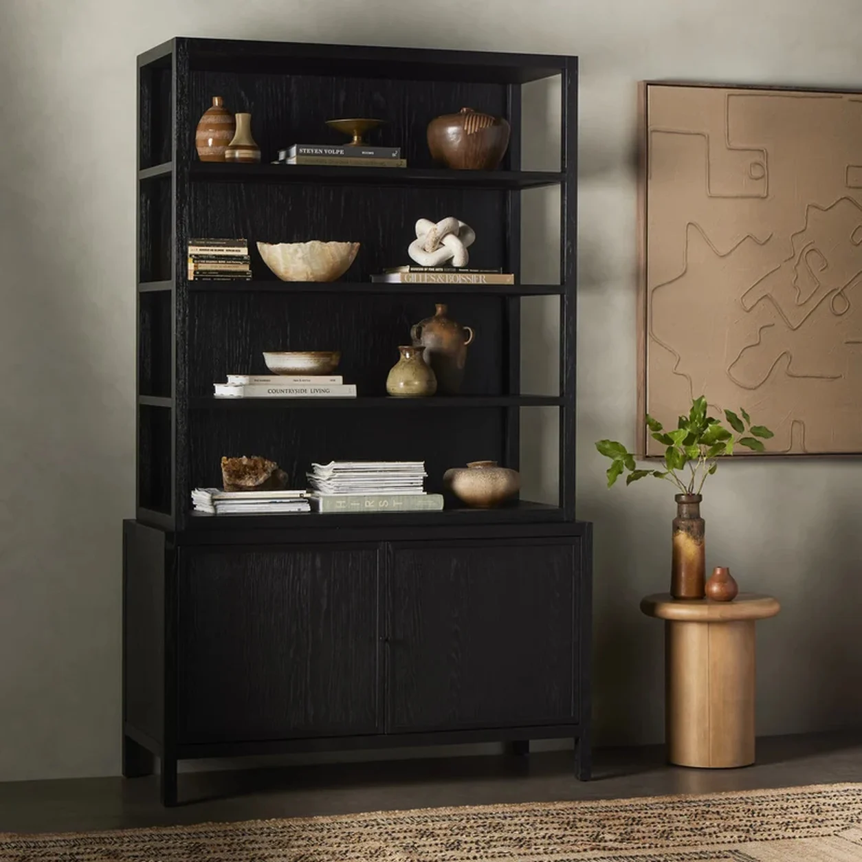 Librero Mauricio chapilla roble repisas abiertas gabinetes almacenamiento fabricación muebles personalizados Panamá Taylor Decor Design