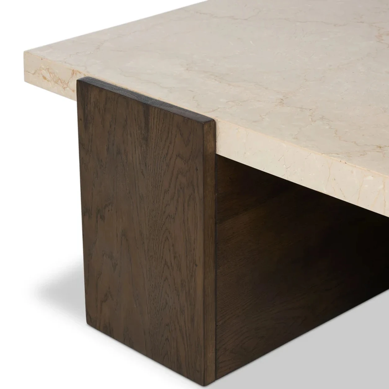 Mesa de Centro Leonardo mármol natural base roble diseño arquitectónico fabricación muebles personalizados Panamá Taylor Decor Design