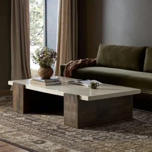 Mesa de Centro Leonardo mármol natural base roble diseño arquitectónico fabricación muebles personalizados Panamá Taylor Decor Design
