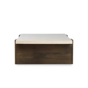 Mesa de Centro Leonardo mármol natural base roble diseño arquitectónico fabricación muebles personalizados Panamá Taylor Decor Design