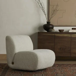 Poltrona Giratoria Tomás 360 tapizada detalle roble diseño curvo fabricación muebles personalizados Panamá Taylor Decor Design