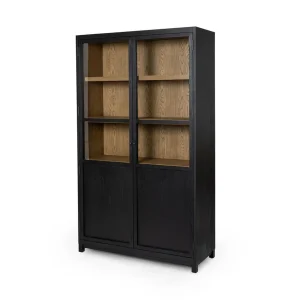 Vitrina Cristóbal chapilla roble puertas vidrio repisas almacenamiento fabricación muebles personalizados Panamá Taylor Decor Design