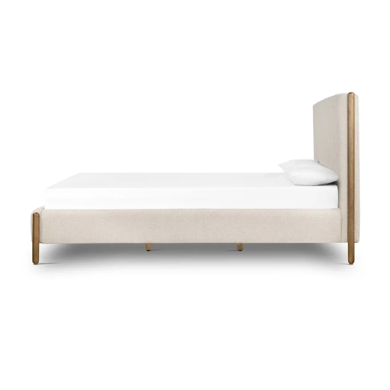Cama Matilde cabecero acanalado tapizado bouclé roble macizo diseño contemporáneo fabricación muebles personalizados Panamá Taylor Decor Design