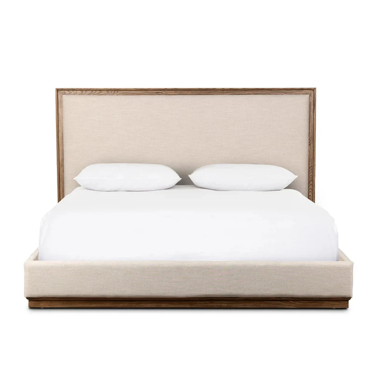 Cama Renata cabecero tapizado marco roble macizo base tapizada diseño contemporáneo fabricación muebles personalizados Panamá Taylor Decor Design