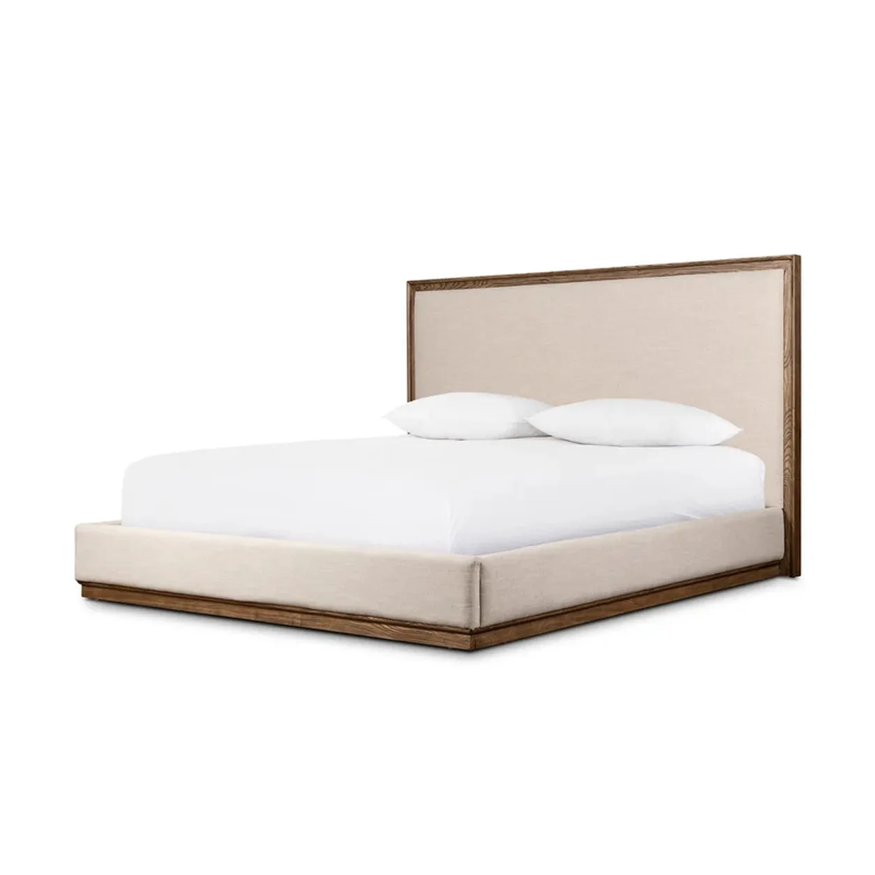 Cama Renata cabecero tapizado marco roble macizo base tapizada diseño contemporáneo fabricación muebles personalizados Panamá Taylor Decor Design